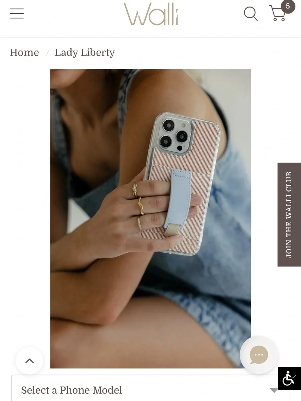 Wallis Lady Liberty Case with Light Blue Strap iPhone 15