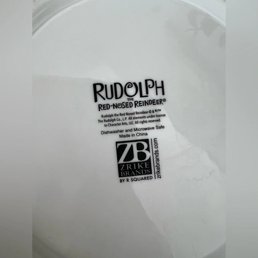ZRIKE -32 Oz Round Plastic Microwave Bowl w/Vent Lid (Rudolph Christmas)
