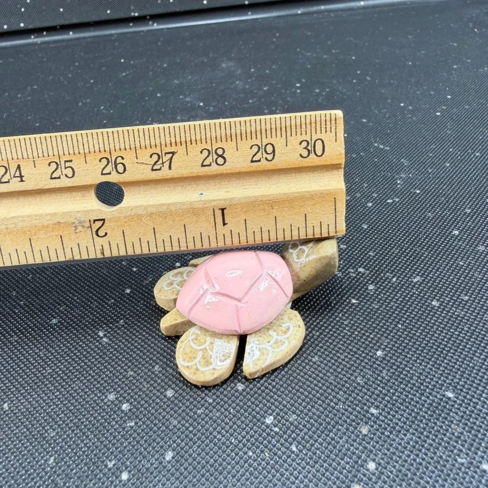 Handcrafted Ecuador Stone Turtle‎ Figurine Pink Shell Miniature Folk Art 1 Inch