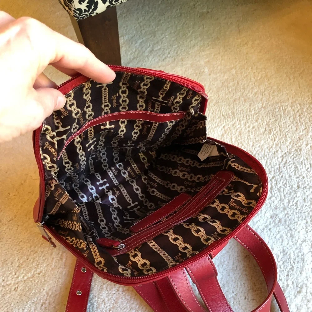 Tignanello Deep Red Leather Backpack Purse
