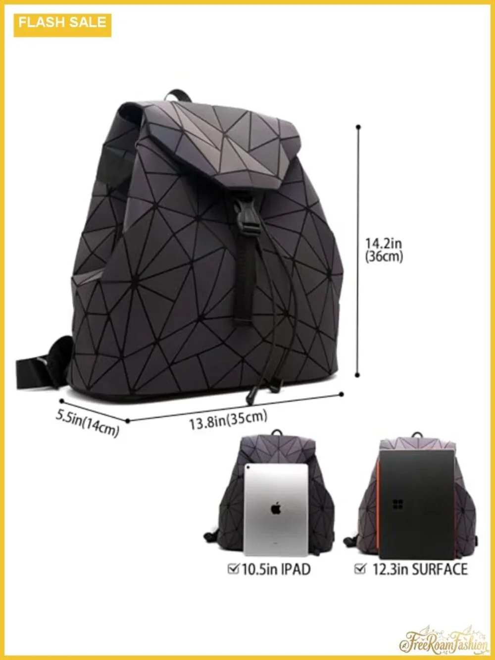 Holographic Geometric Women's Backpack Luminous Travel Daypack