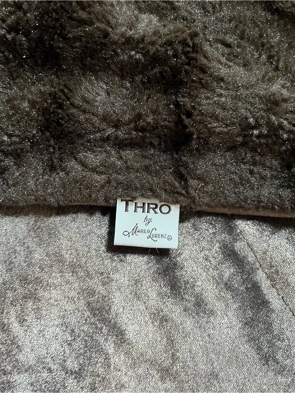 THRO by Marlo Lorenz Plush Faux Fur Throw Blanket Dark Brown