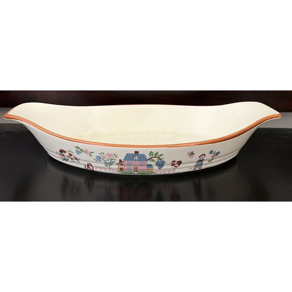Vintage Jamestown China Country Home Oval Oven Casserole Dish Japan Cottage Core