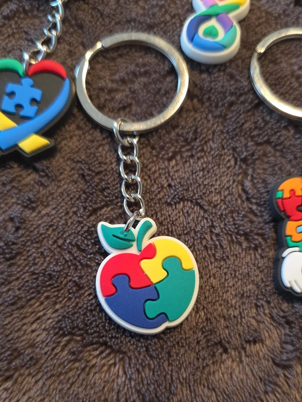 Autism Awareness Neurodiversity Keychain Set 5pc Puzzle Infinity