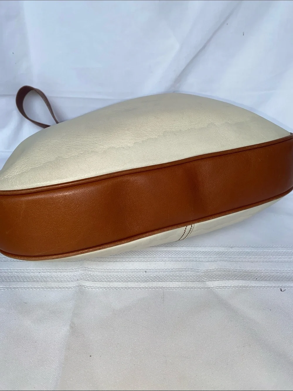 Coach 9591 Zoe Cream Leather Hobo with Tan Trim and Shoulder Strap