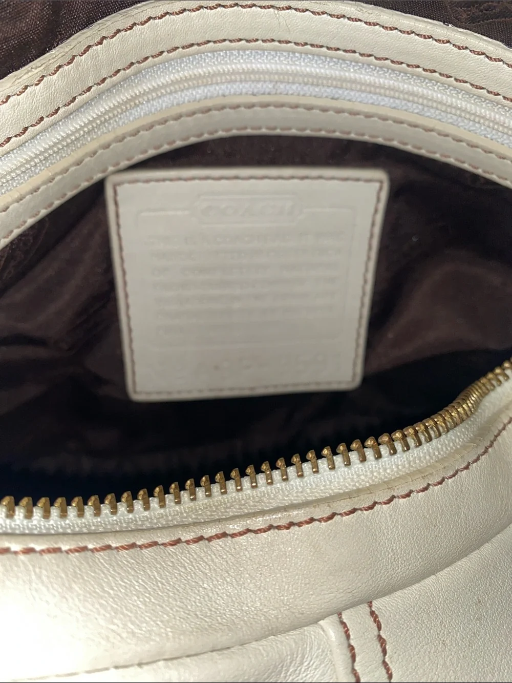 Coach 9591 Zoe Cream Leather Hobo with Tan Trim and Shoulder Strap