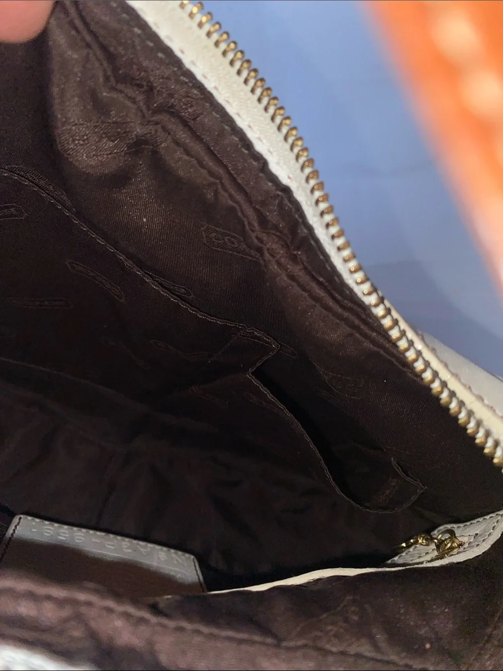 Coach 9591 Zoe Cream Leather Hobo with Tan Trim and Shoulder Strap