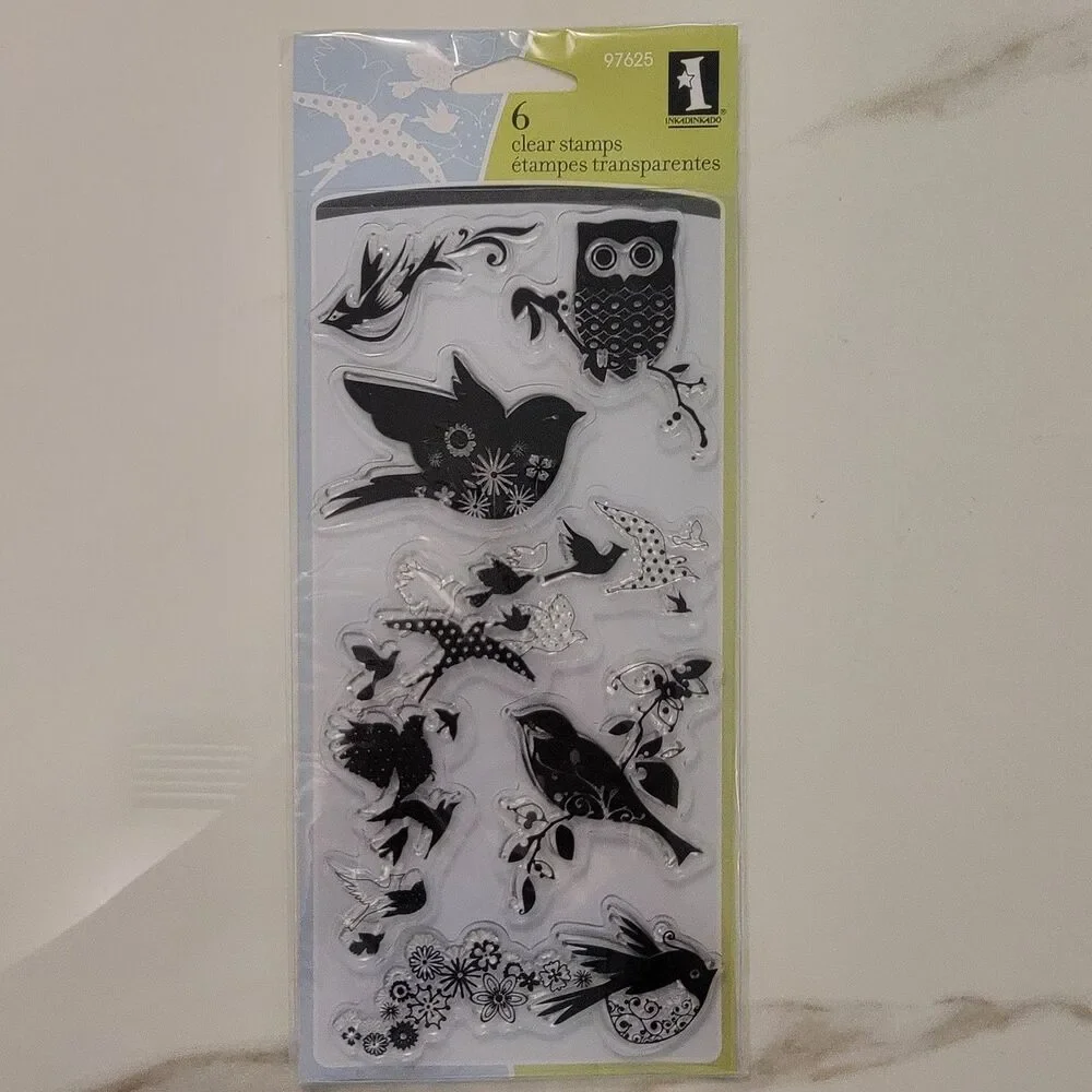 Inkadinkadoo BIRDS GALORE Clear Cling Stamps Set of 6 Stamps #97625 NEW
