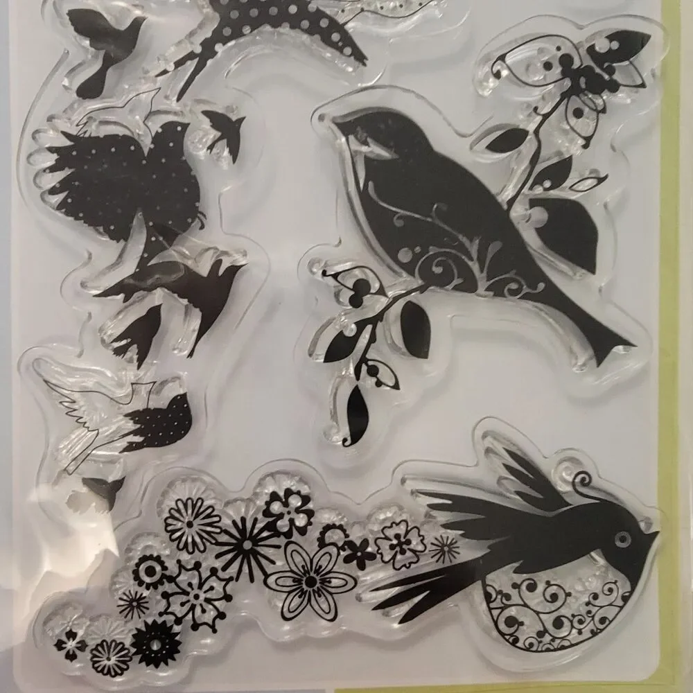 Inkadinkadoo BIRDS GALORE Clear Cling Stamps Set of 6 Stamps #97625 NEW