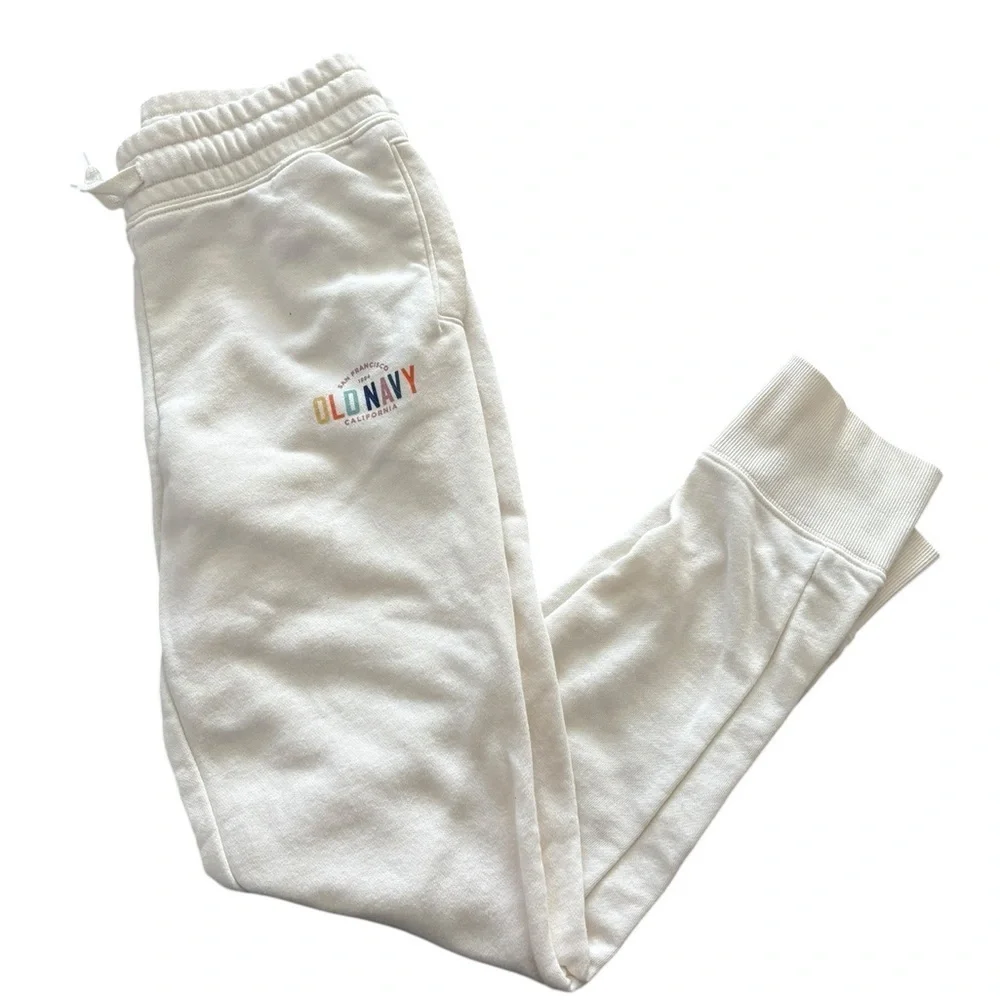 Old Navy Kids Cream Joggers with Colorful Logo