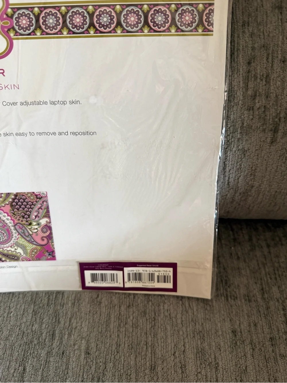 Vera Bradley under cover adjustable laptop skin (laptops of any size up to 17”)