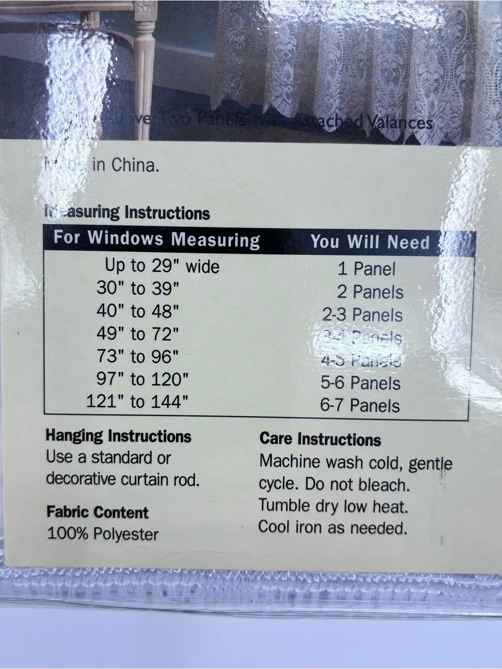 Joy Vintage Lace White Sheer Window Curtain Panel & Valance 60” X 84” NEW