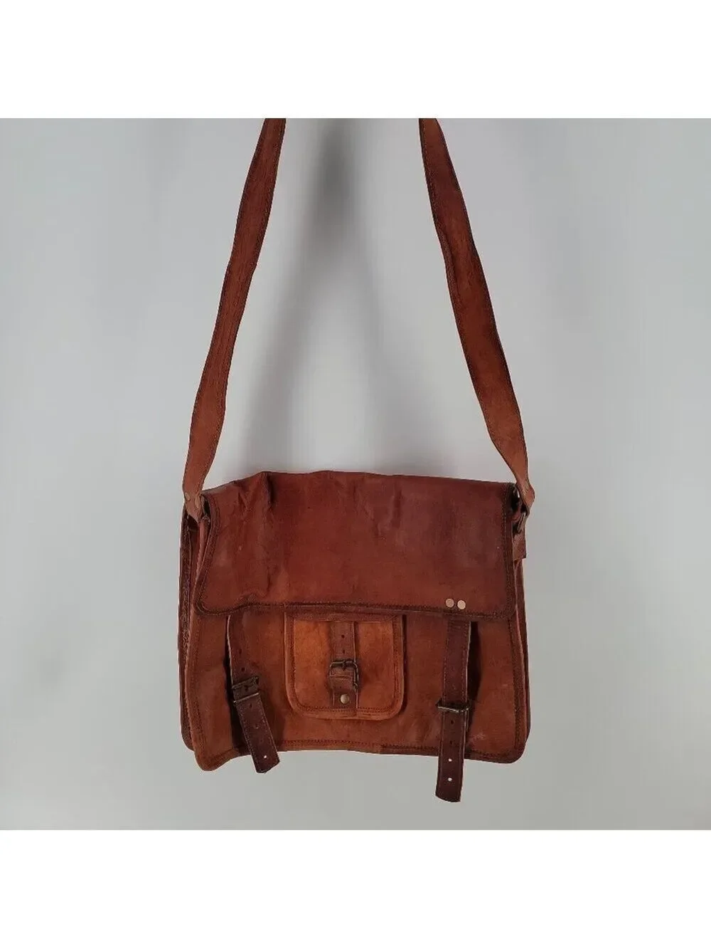Unbranded Leather Messenger Bag | Rugged Heritage Satchel | Buckle Strap
