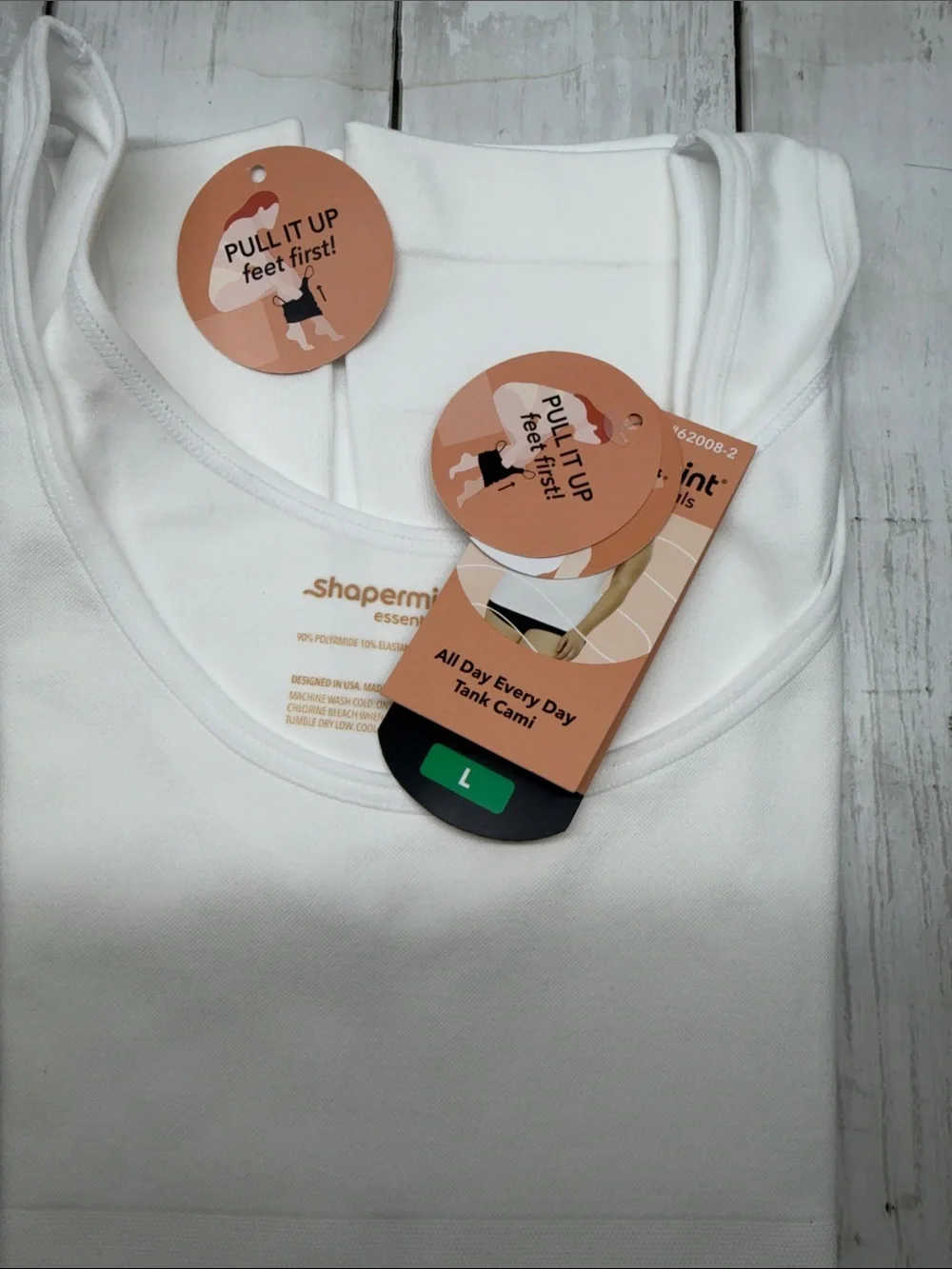 Shapermint Woman’s Tank Tops — 2 pak White & Beige Large New