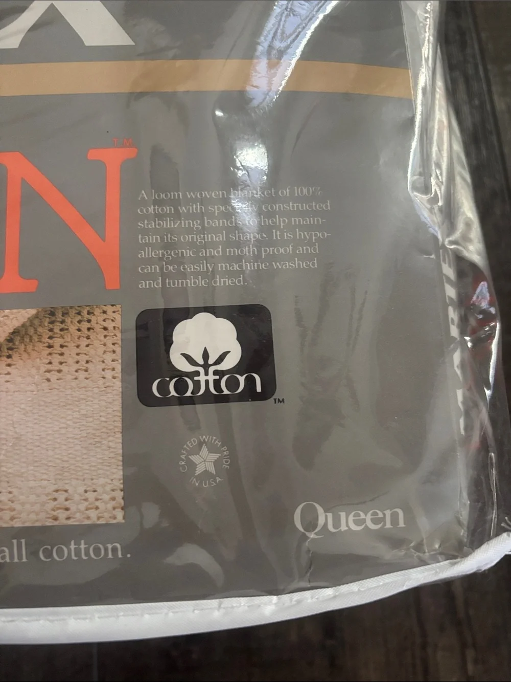 Cotton Thermal Blanket Beige Size Queen 90x90