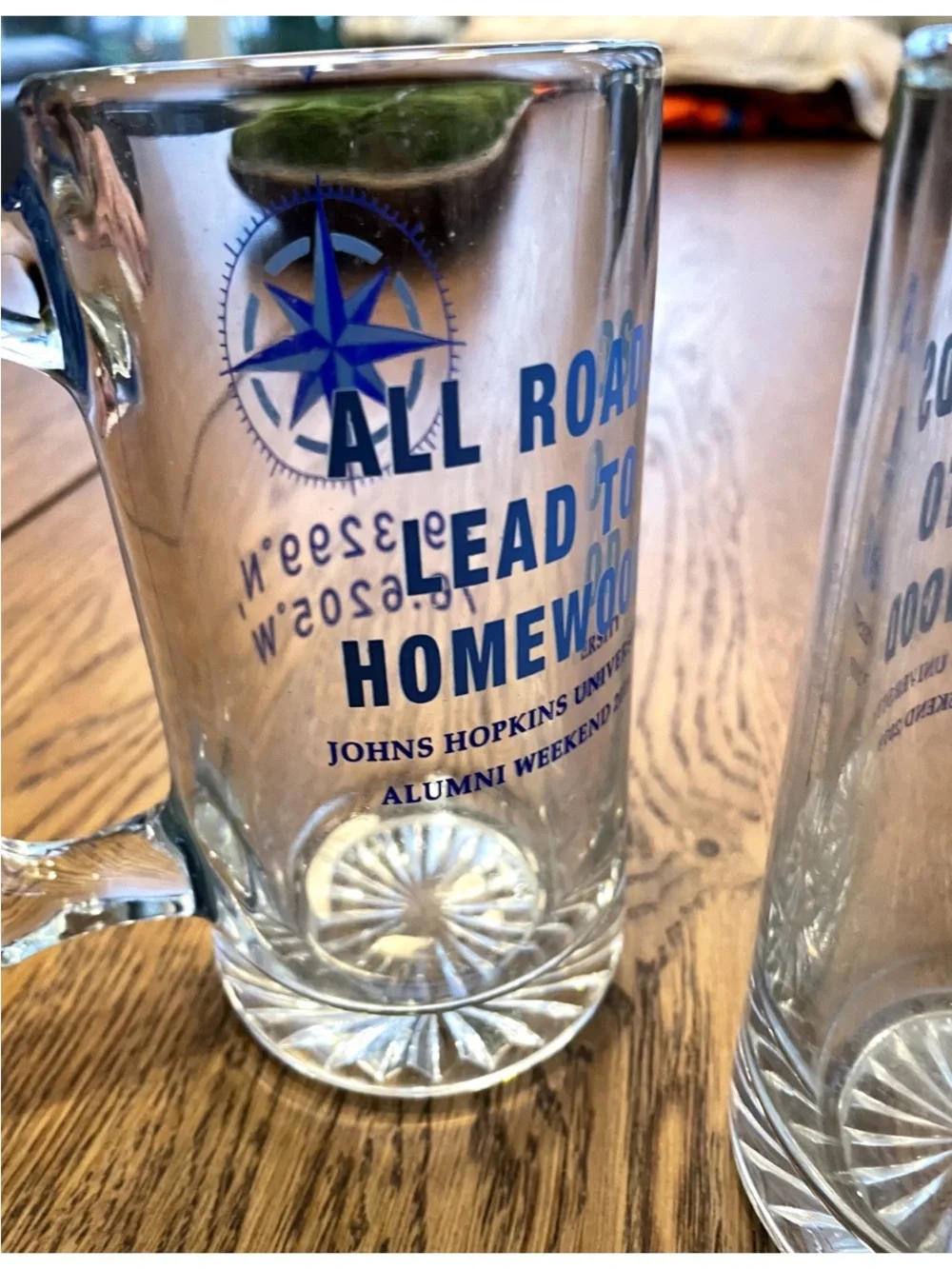 Johns Hopkins university clear glass