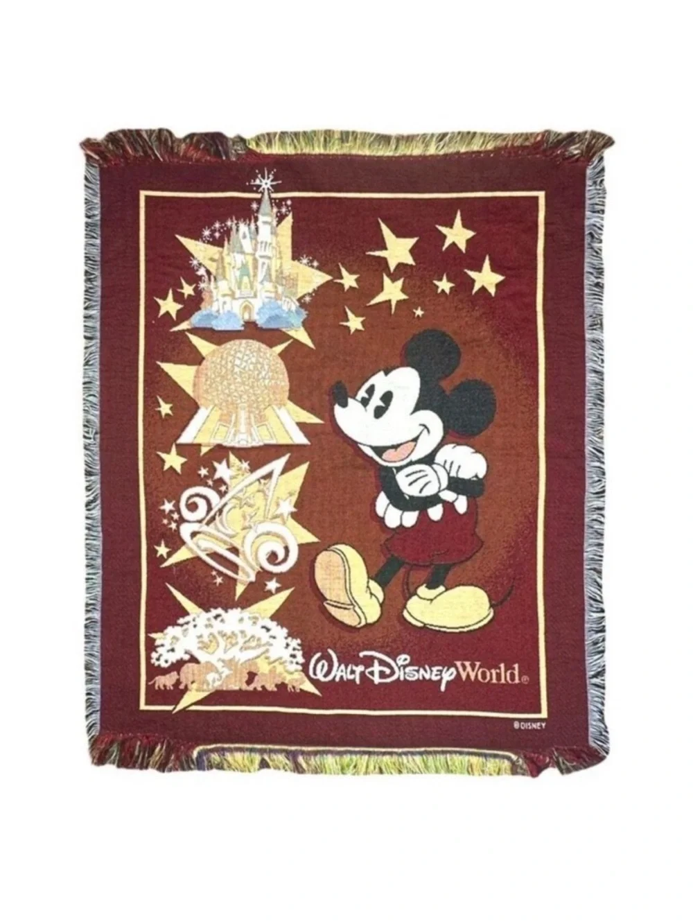 Vintage Walt Disney World Tapestry Throw Blanket - 60” x 50”