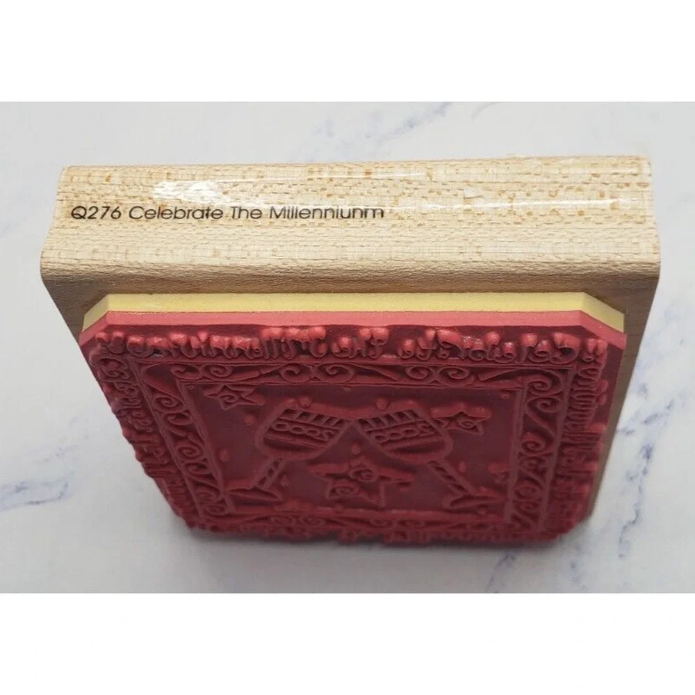 Celebrations Framed Stars and Champagne JRL Design Wood Mounted Rubber Stamp