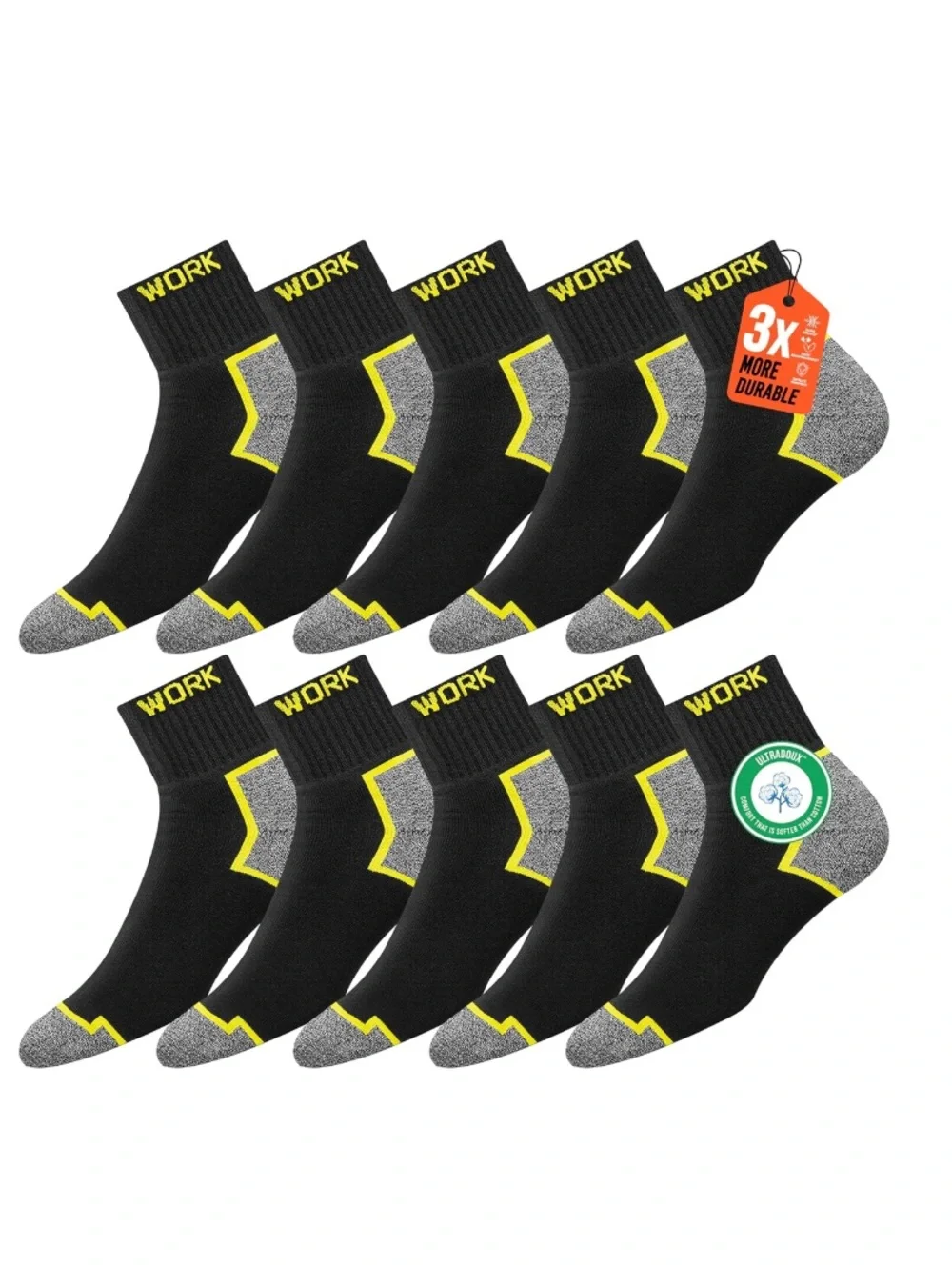 Men's Stretchy Durable Work Socks 9-Pairs Like New