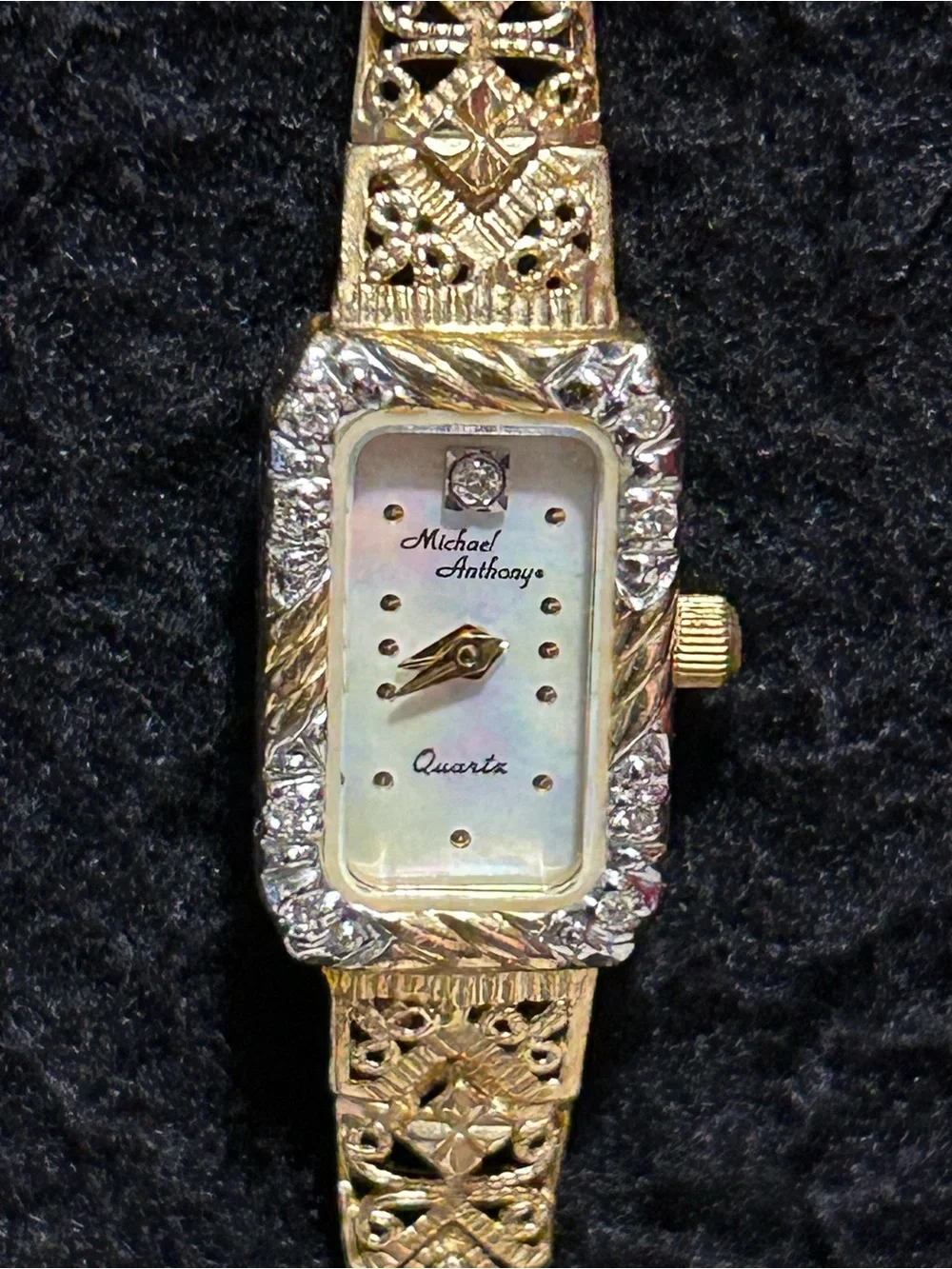 Michael Anthony Watch Womens 14k Yellow Gold Diamond Mother Of Pearl Dial 7.25