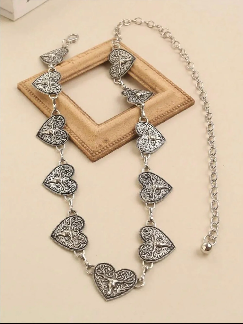 Western Silver Heart Chain Belt NEW 🏷️