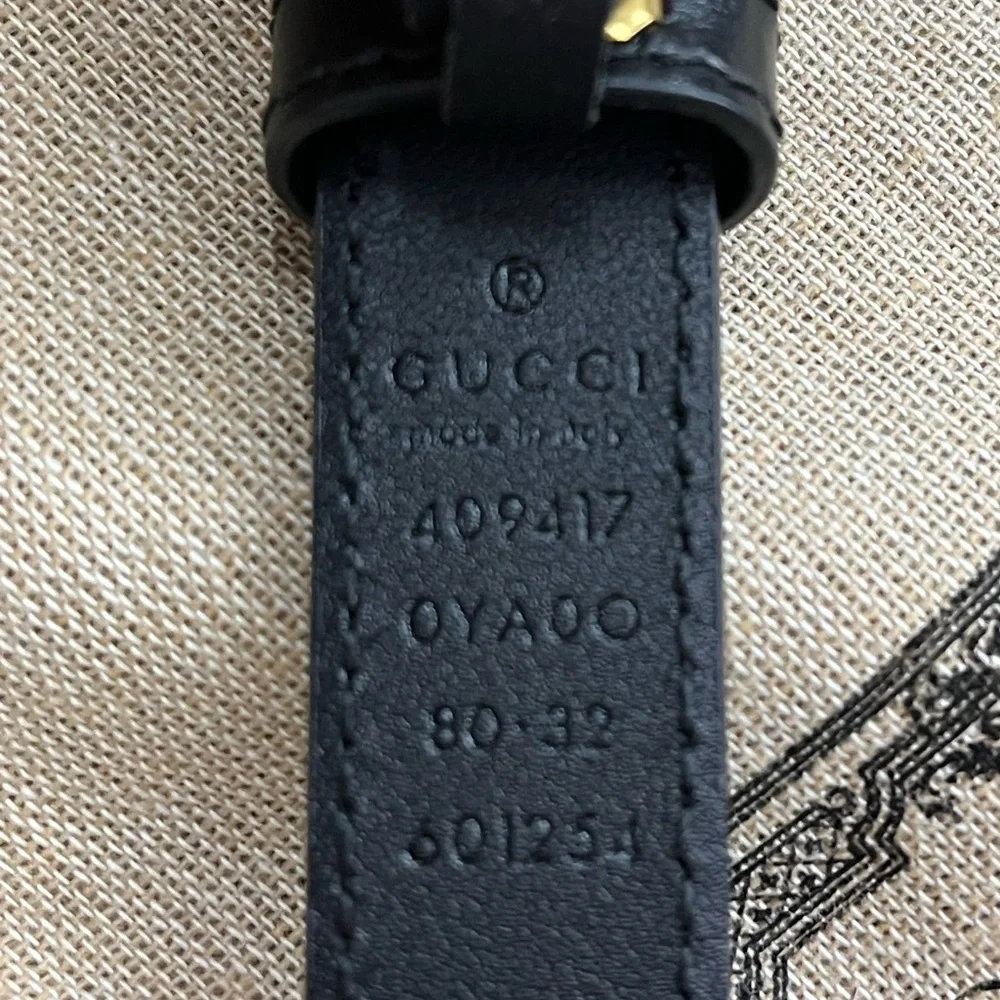 Gucci Black Leather Belt with Gold Double G Buckle