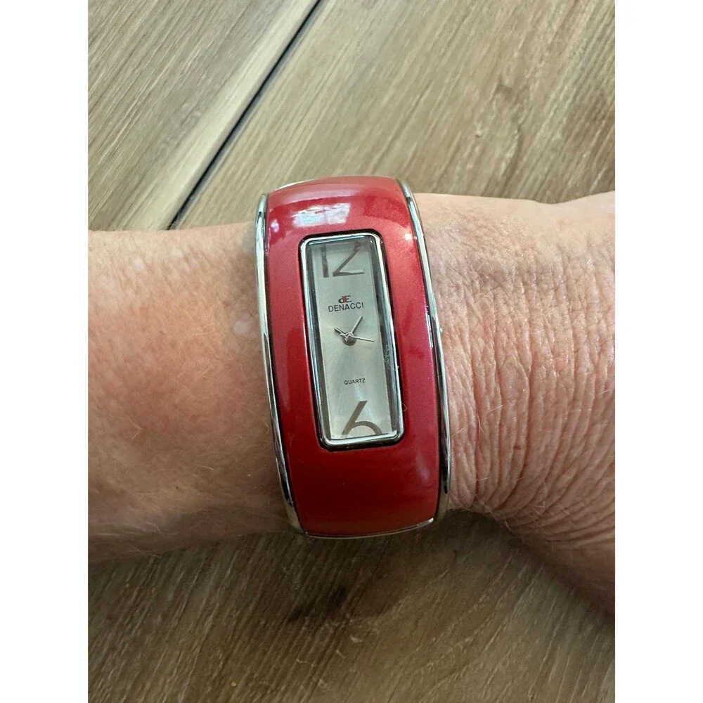 Denacci Y2K Red Metallic Wide Watch Deadstock