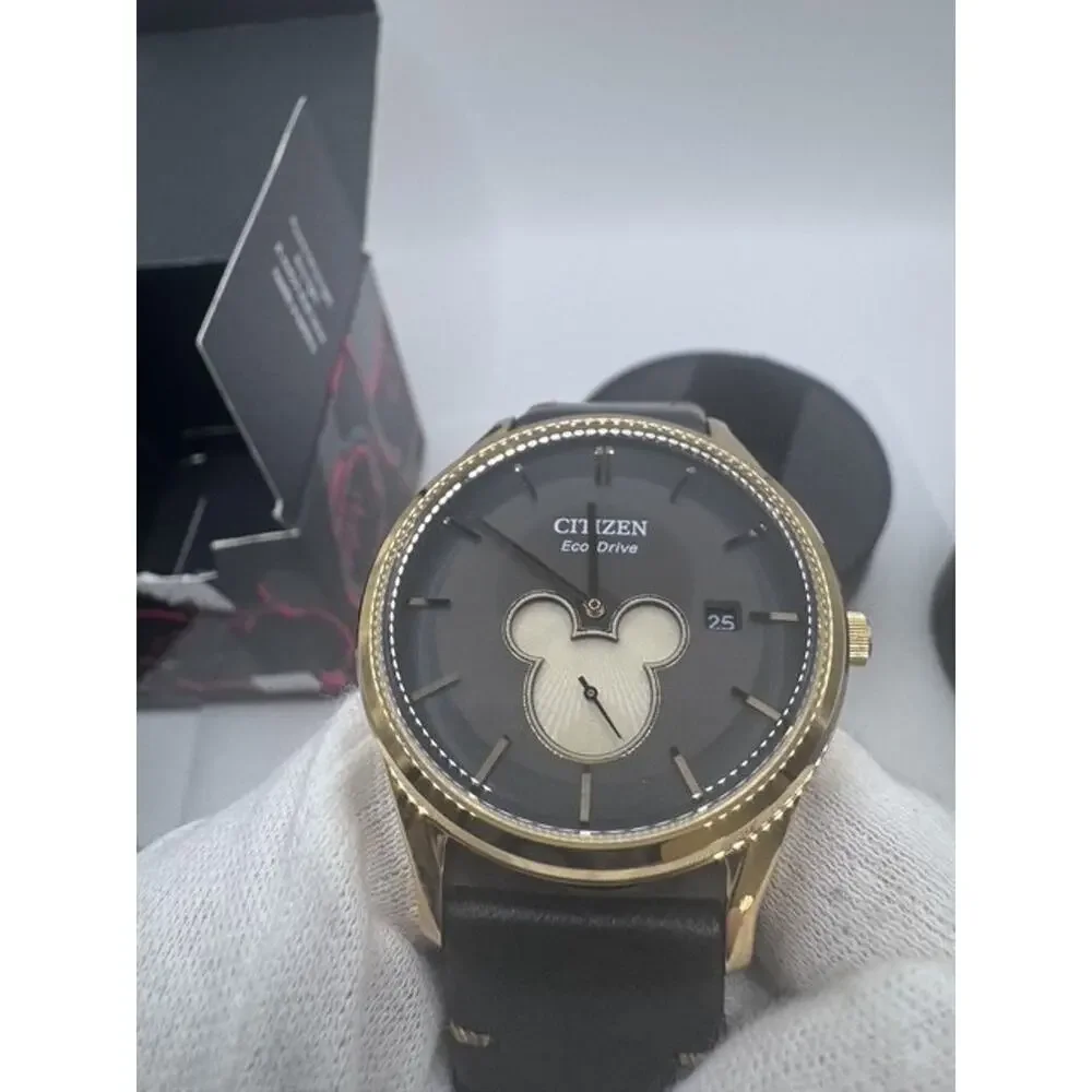 Citizen BV1132-16W Disney Mickey Mouse Unisex Black Dial Leather EcoDrive Watch