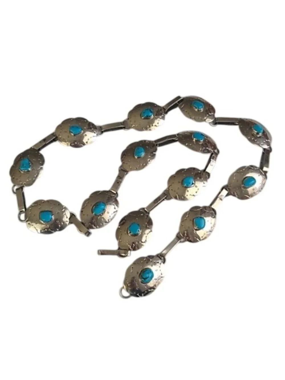 Vintage Sterling Silver Turquoise Concho Belt STERMEX 39