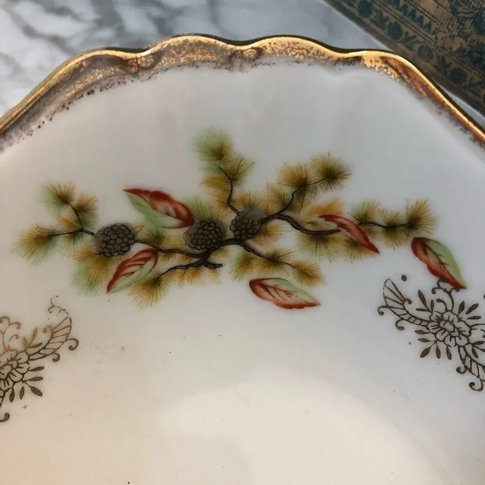 Vintage Square Gold Accented Bowl