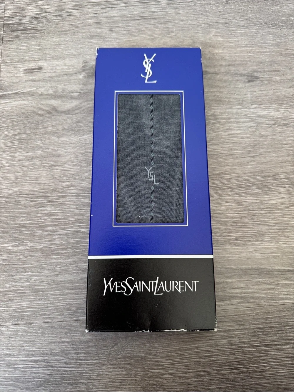 Vintage Yves Saint Laurent Grey Men’s Dress Sock in Original Sealed Box