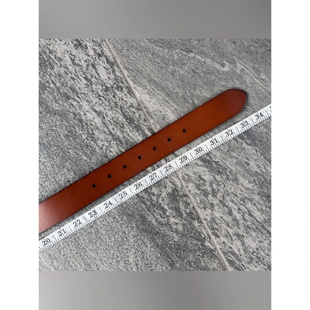 NWT American Eagle AE Cow Leather Belt in Cognac w/ Brass Buckle 34