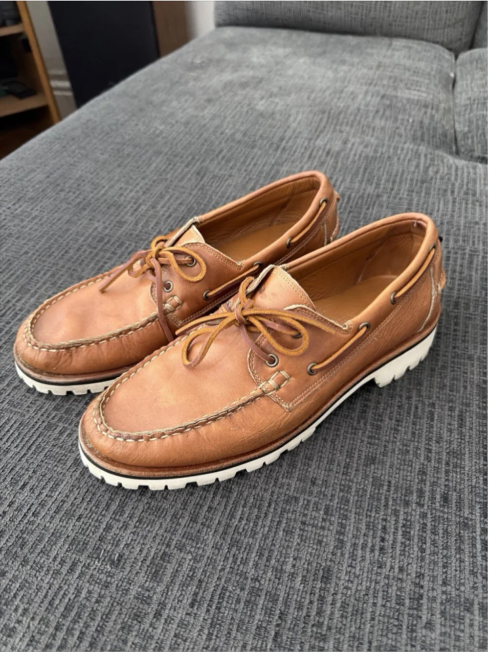 Allen Edmonds Force 10 Lug Sole Boat Shoe Mens 8.5 D Brown Leather Loafer 4965