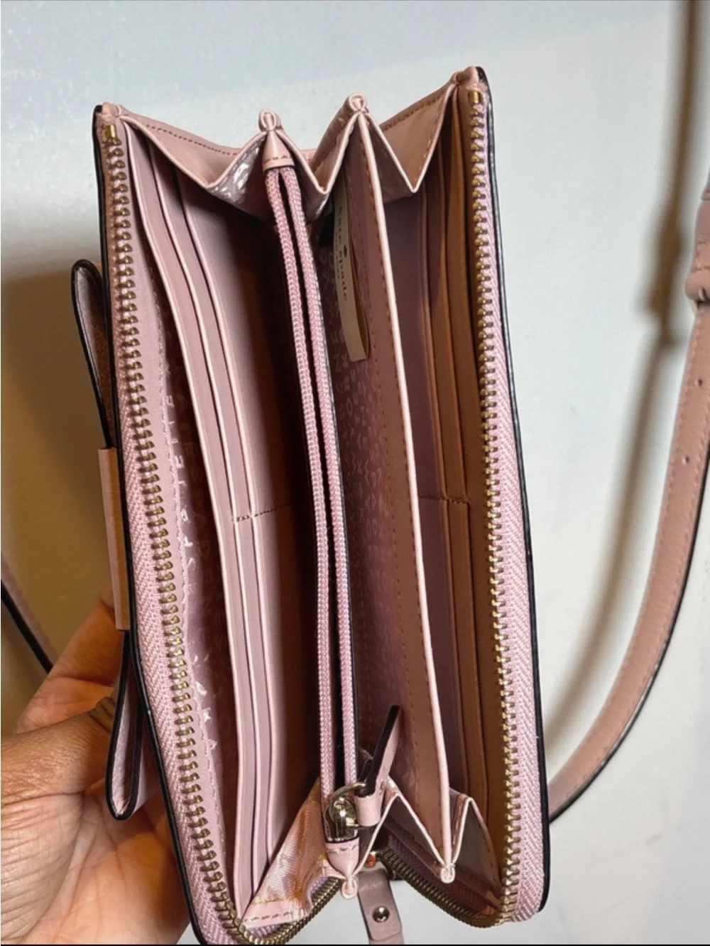 Spade Pale Pink Bow Crossbody Satchel with Wallet