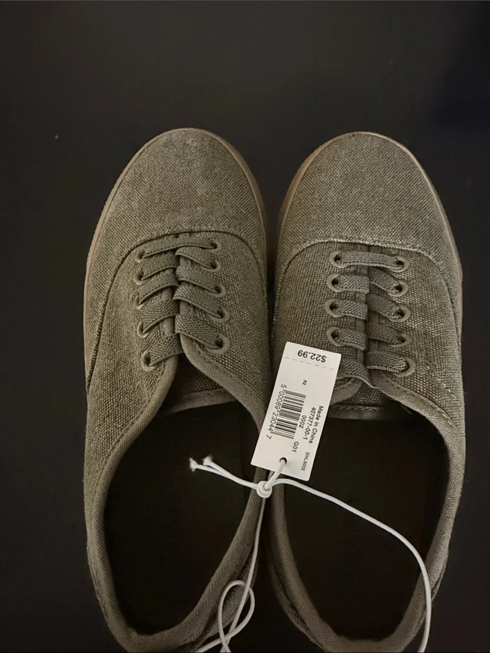Old Navy Boy's Canvas Sneakers in Olive Green with Tan Sole