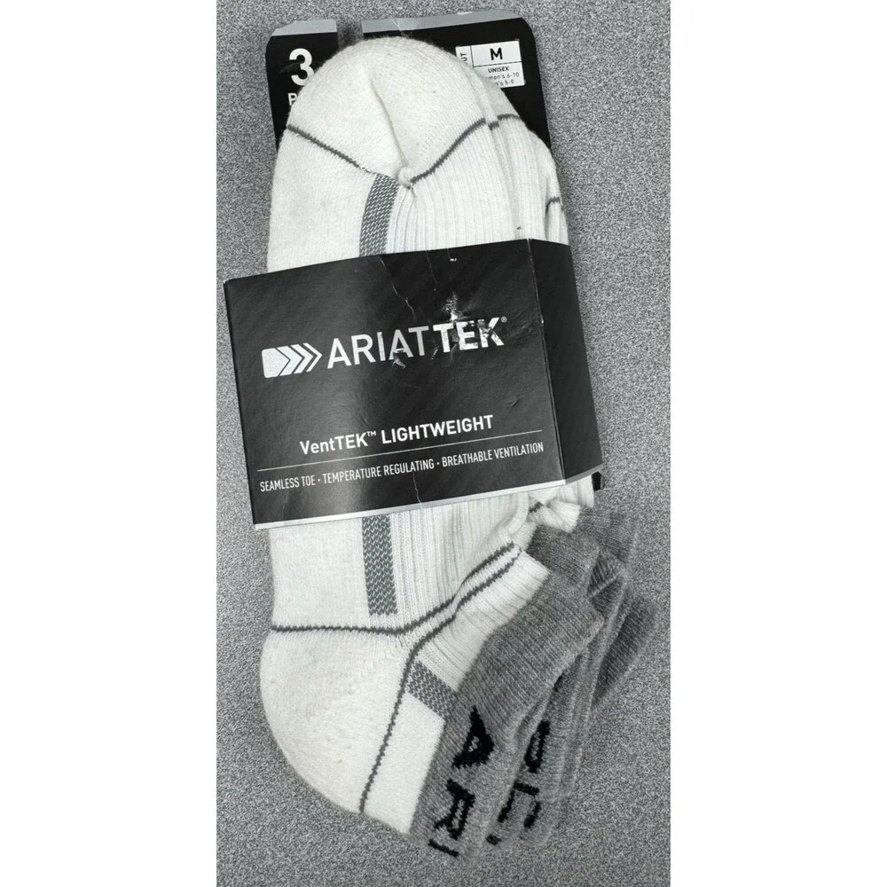 Ariat VentTEK VentTek Performance Size M 5-9 Socks Low Cut 3 Pairs White New