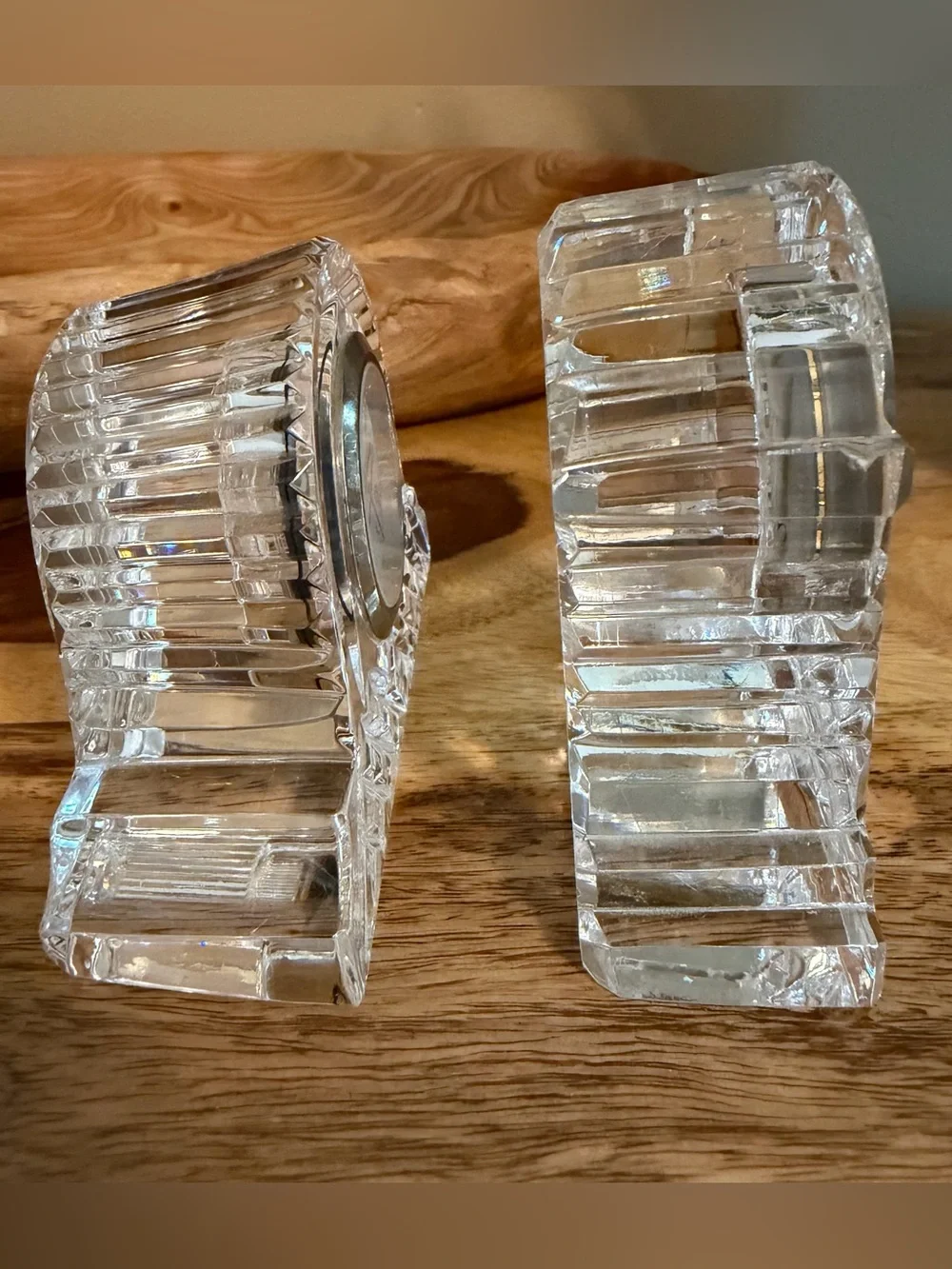 ✨Waterford Crystal Desk Clocks Set of 2 Vintage 3” Quartz Gold Trim✨ Set of 2.