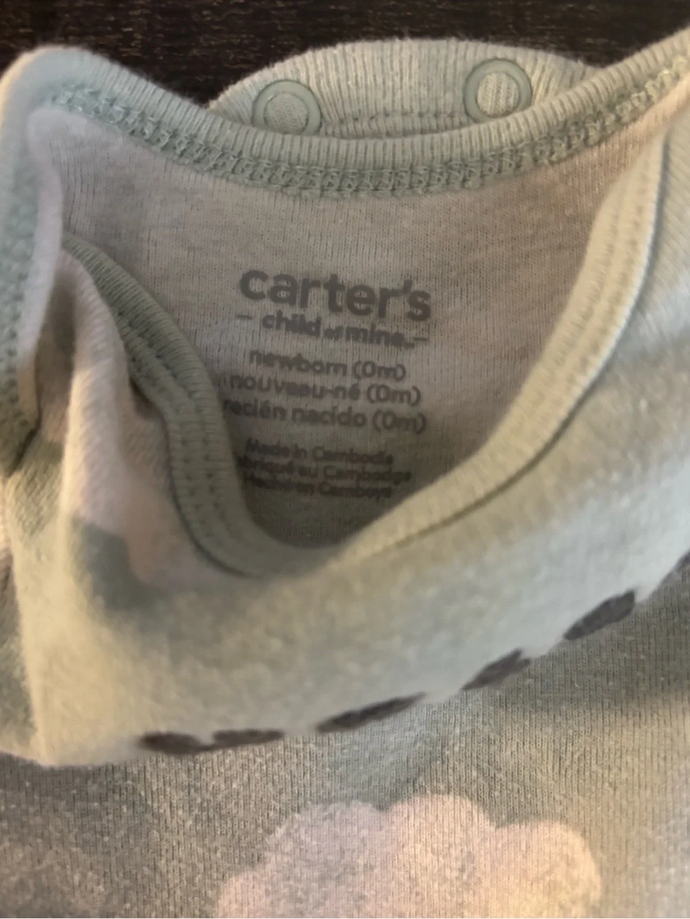 Carter's Light Green Baby Bodysuit with White Cloud Print