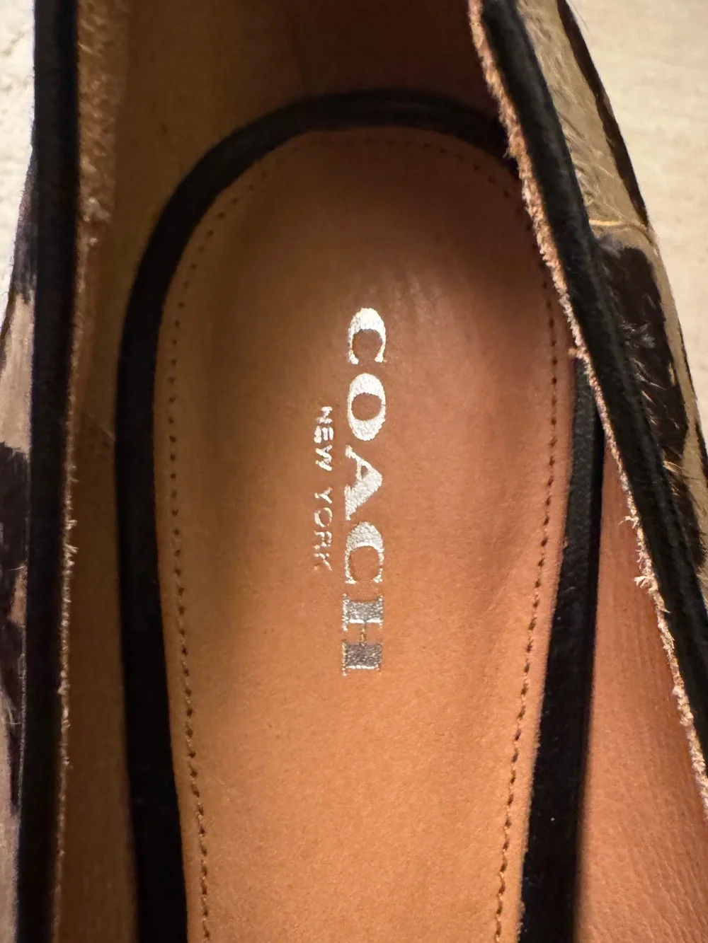 Coach Leopard Haircalf Pointed Toe Kitten Heel Pumps 8.5B
