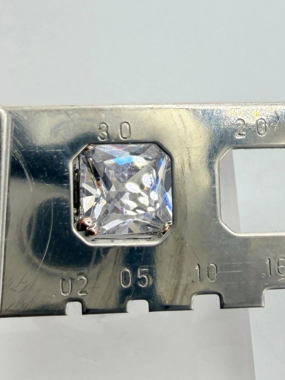 Princess Cut 3 Carat Silver Tone CZ Three Stone Engagement Ring Size 8-1/2