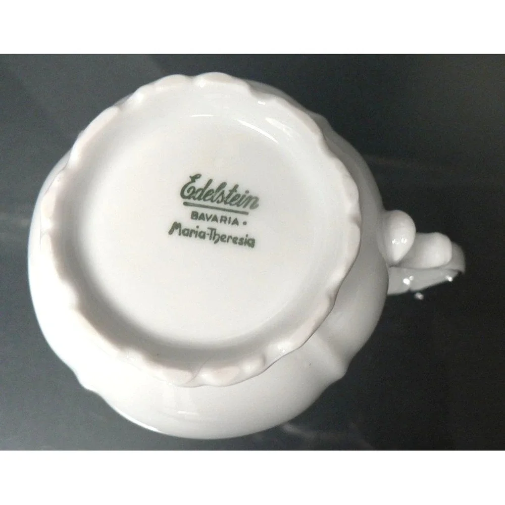 Vintage Edelstein Bavaria Maria Theresia Creamer in Gray Rose with Platinum Trim