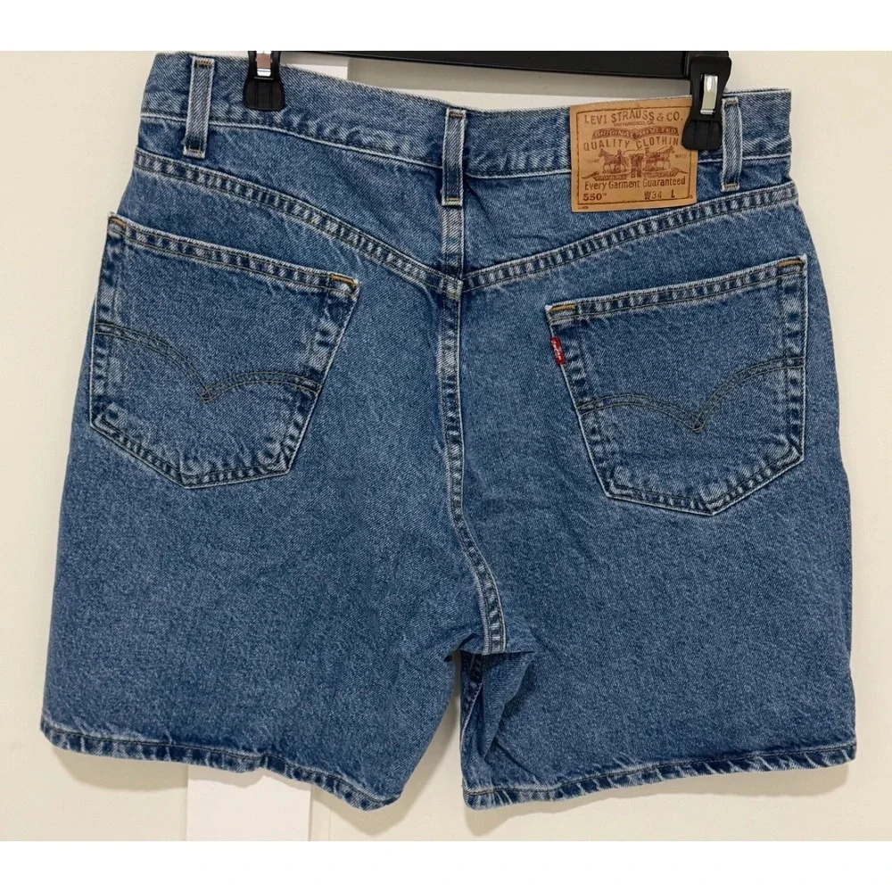 Levis 550 Relaxed Fit Denim Shorts Mens 34 Blue Medium Wash Cotton 37550-1891