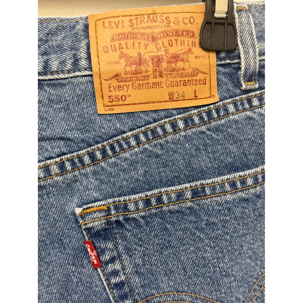 Levis 550 Relaxed Fit Denim Shorts Mens 34 Blue Medium Wash Cotton 37550-1891