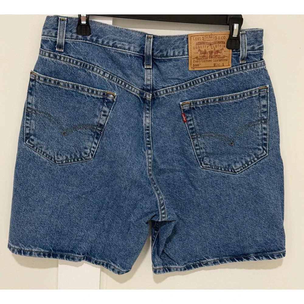 Levis 550 Relaxed Fit Denim Shorts Mens 34 Blue Medium Wash Cotton 37550-1891