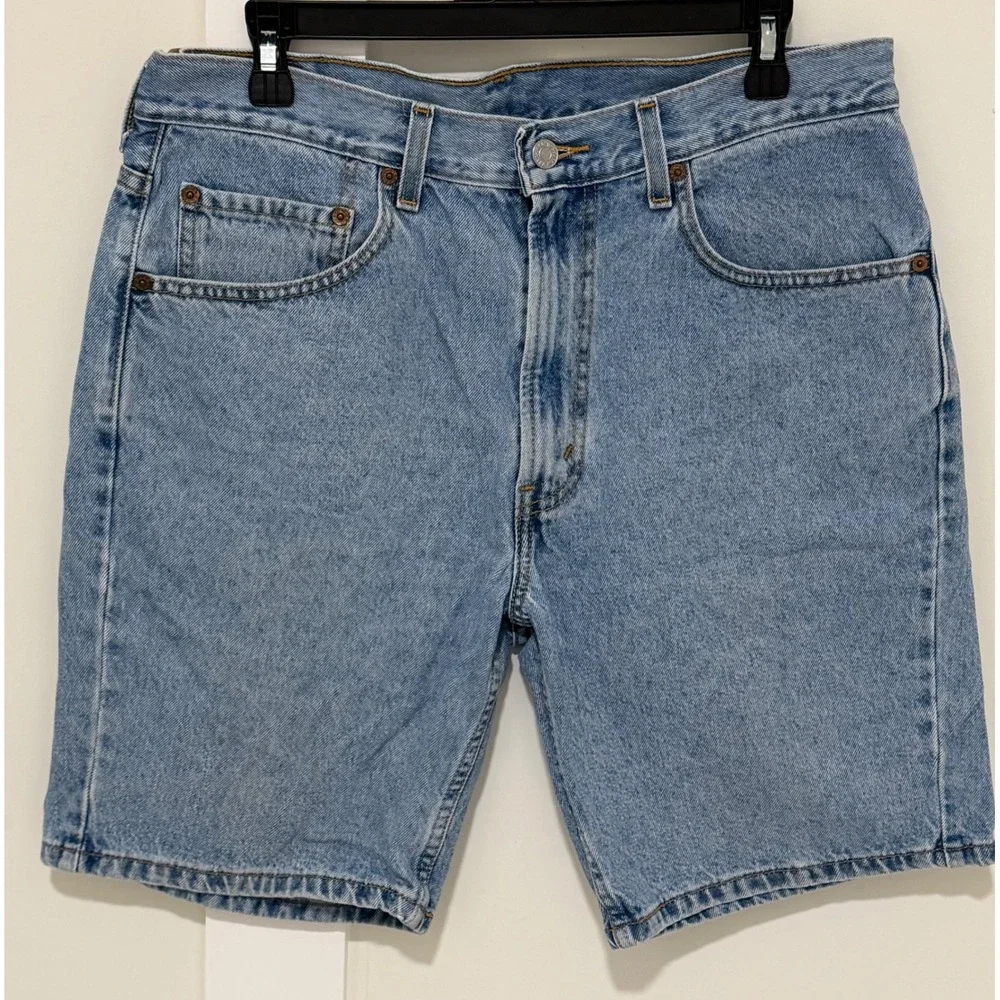 Levis 505 Regular Fit Denim Shorts Mens 34 Light Wash Blue Cotton Jeans Shorts