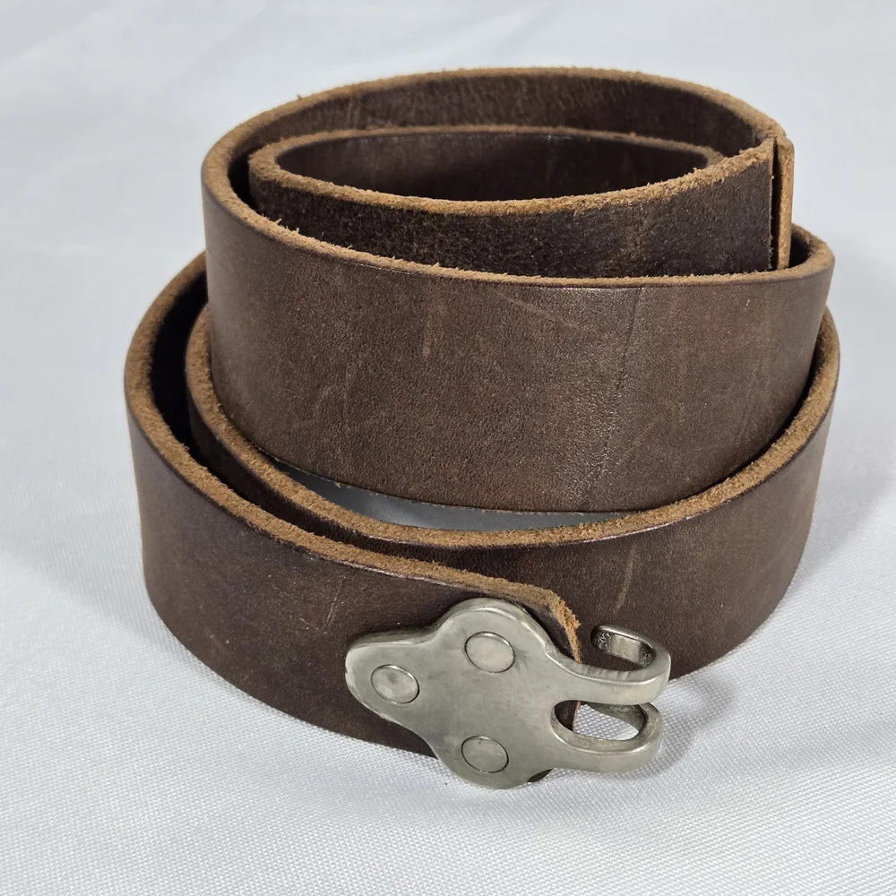 Rare Vintage Polo Ralph Lauren Brown Leather Belt Sz 38 Silver Tone Claw Buckle