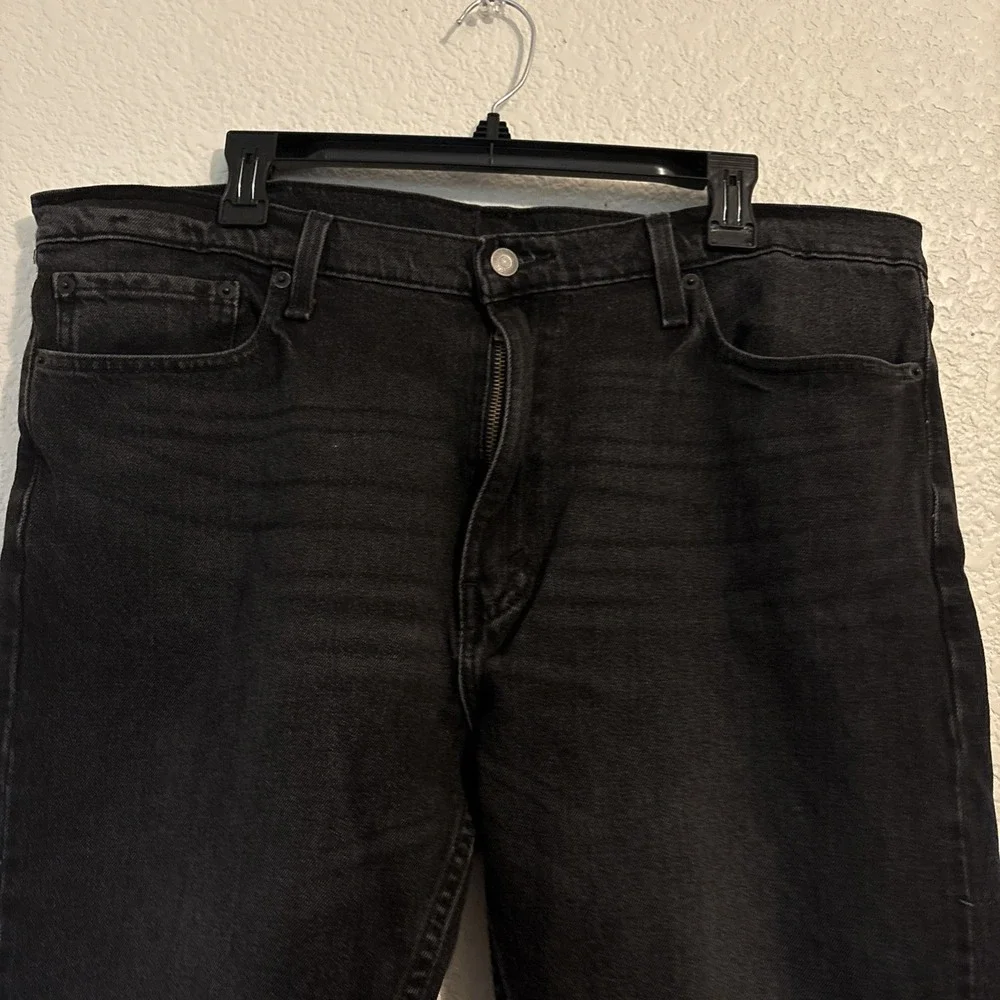 Levis 513 Slim Straight Jeans Men's 38x30 Washed Black Denim Pants