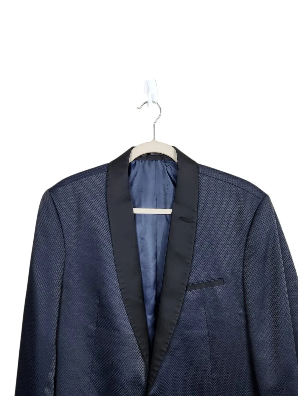 Valiant Paris Midnight Blue Black Trim Blazer Dinner Jacket Cotton Mens Size 42