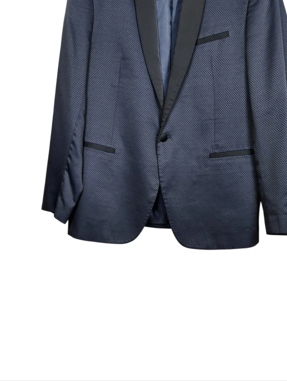 Valiant Paris Midnight Blue Black Trim Blazer Dinner Jacket Cotton Mens Size 42