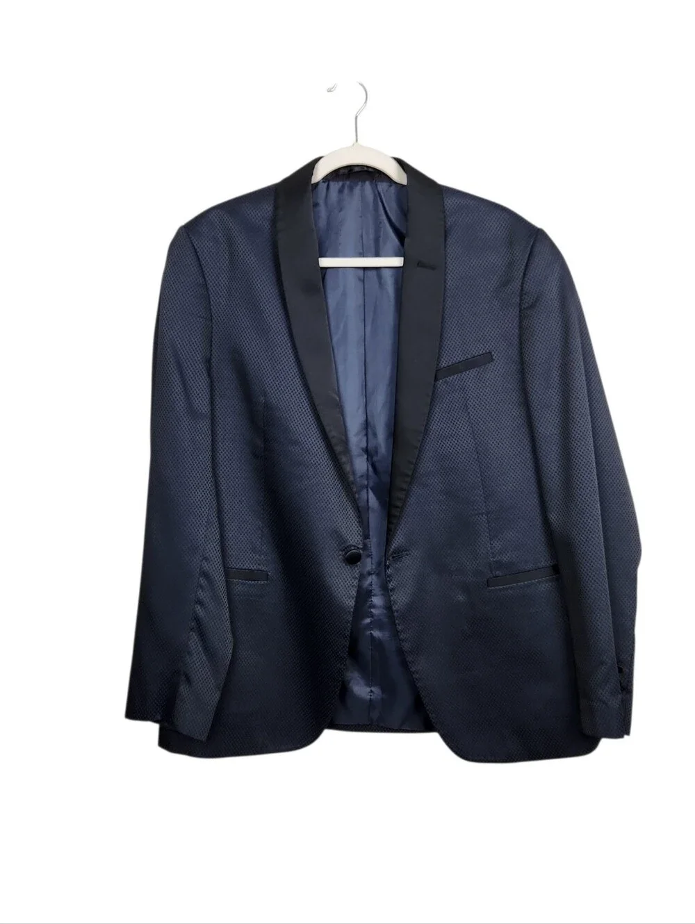 Valiant Paris Midnight Blue Black Trim Blazer Dinner Jacket Cotton Mens Size 42